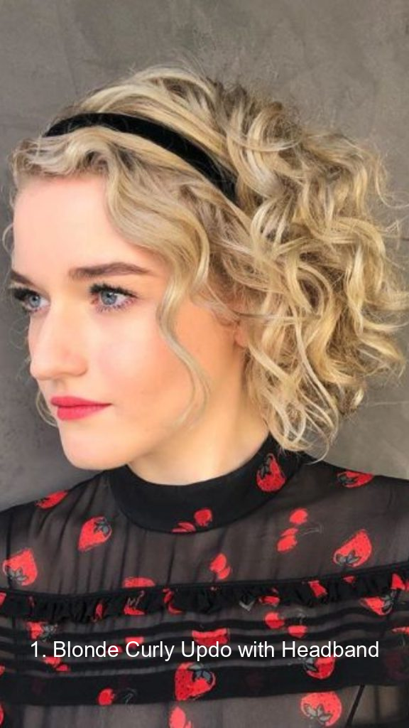 1. Blonde Curly Updo with Headband