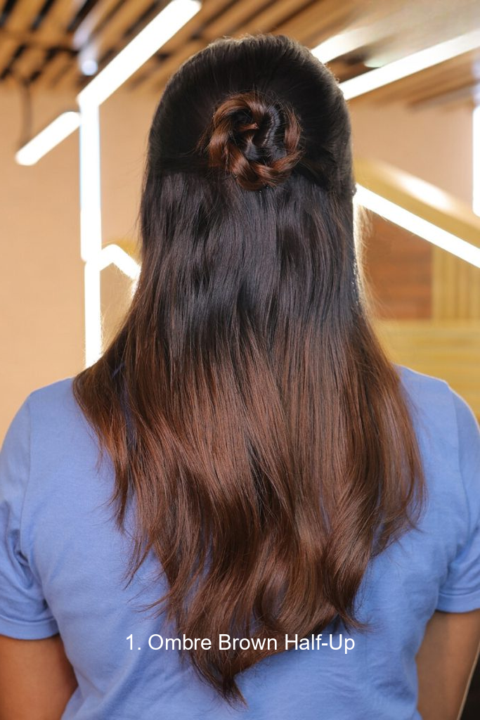 1. Ombre Brown Half-Up