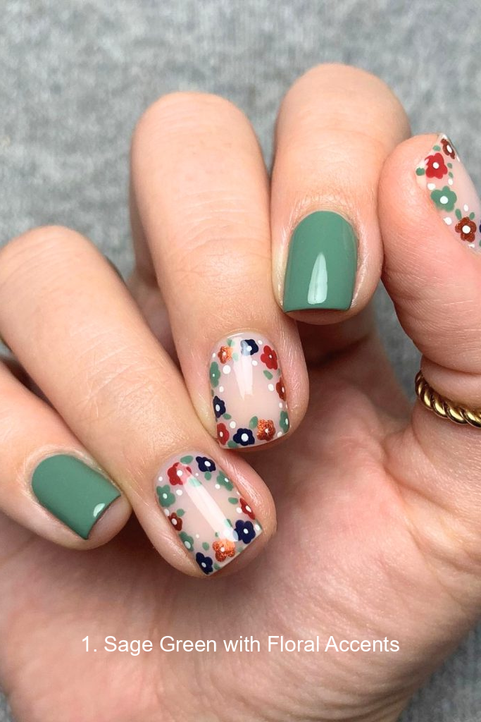 1. Sage Green with Floral Accents