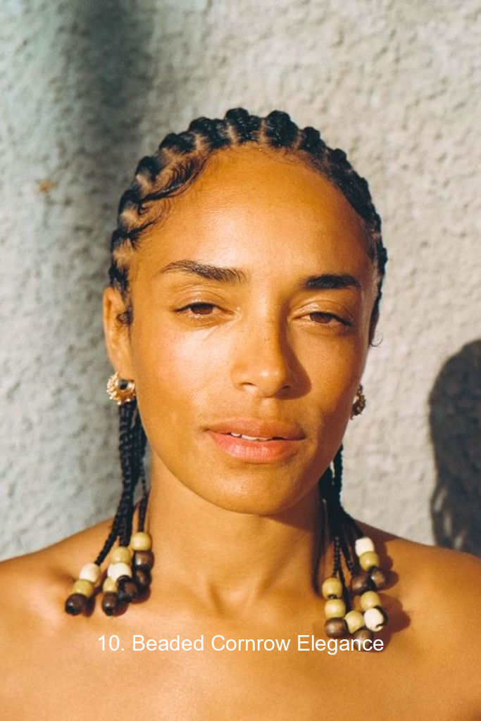 10. Beaded Cornrow Elegance