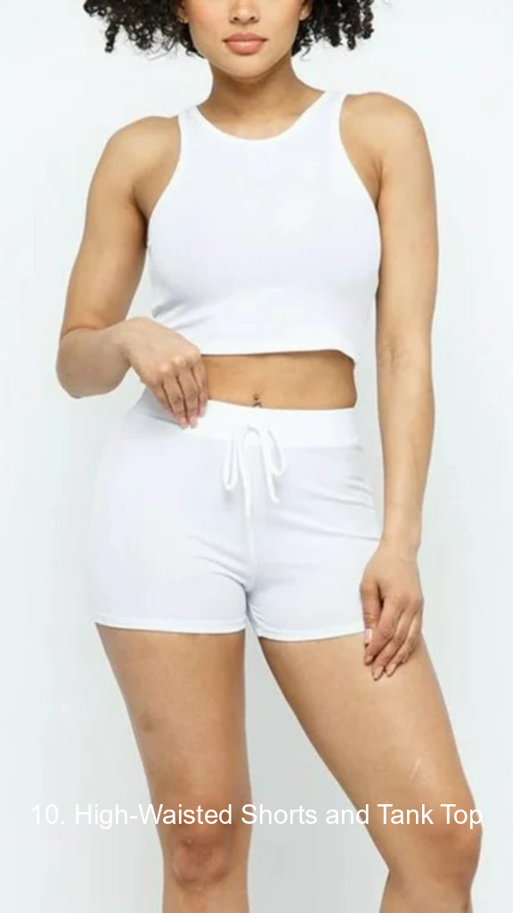 10. High-Waisted Shorts and Tank Top