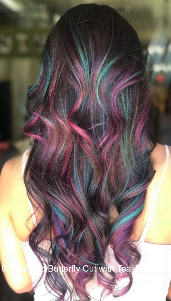 10. Mermaid Butterfly Cut with Teal Highlights