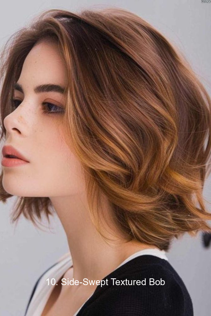 10. Side-Swept Textured Bob