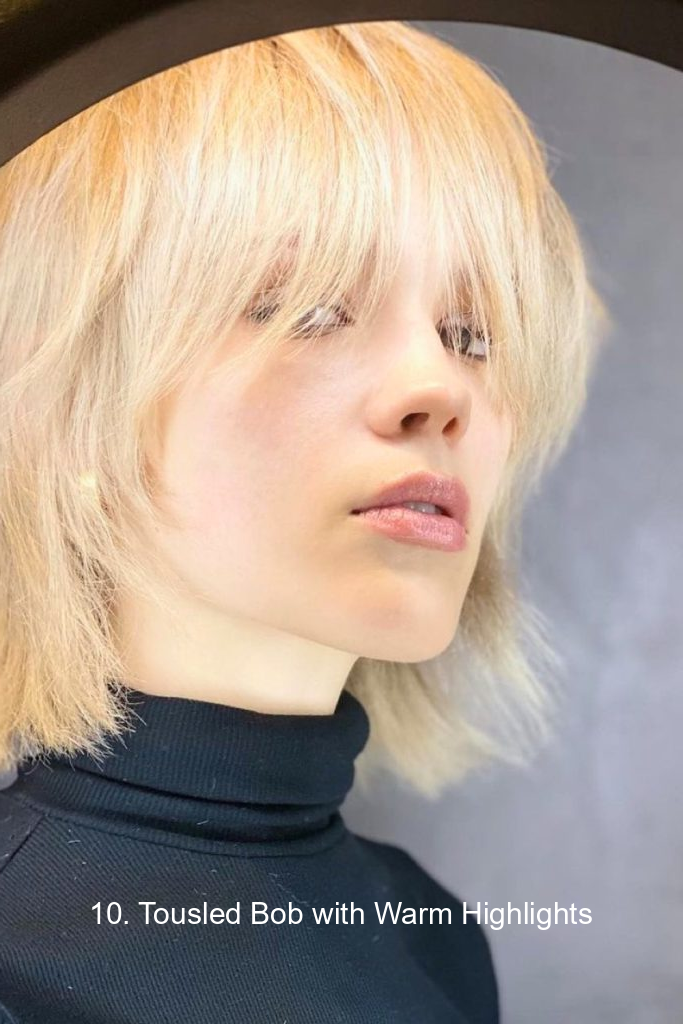 10. Tousled Bob with Warm Highlights