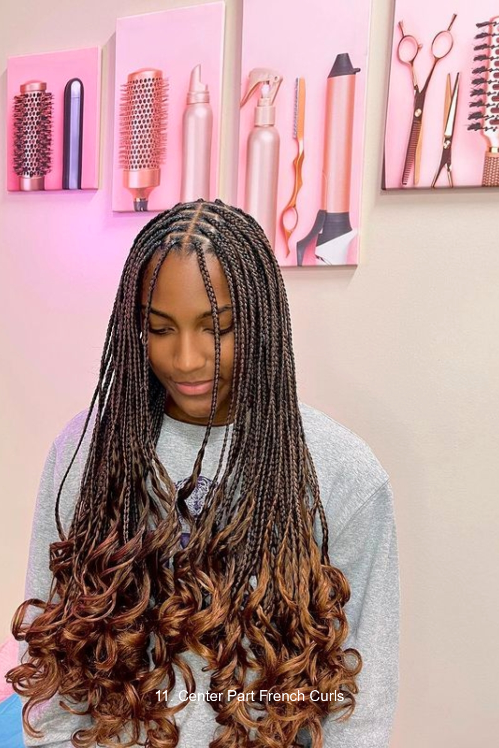 11. Center Part French Curls