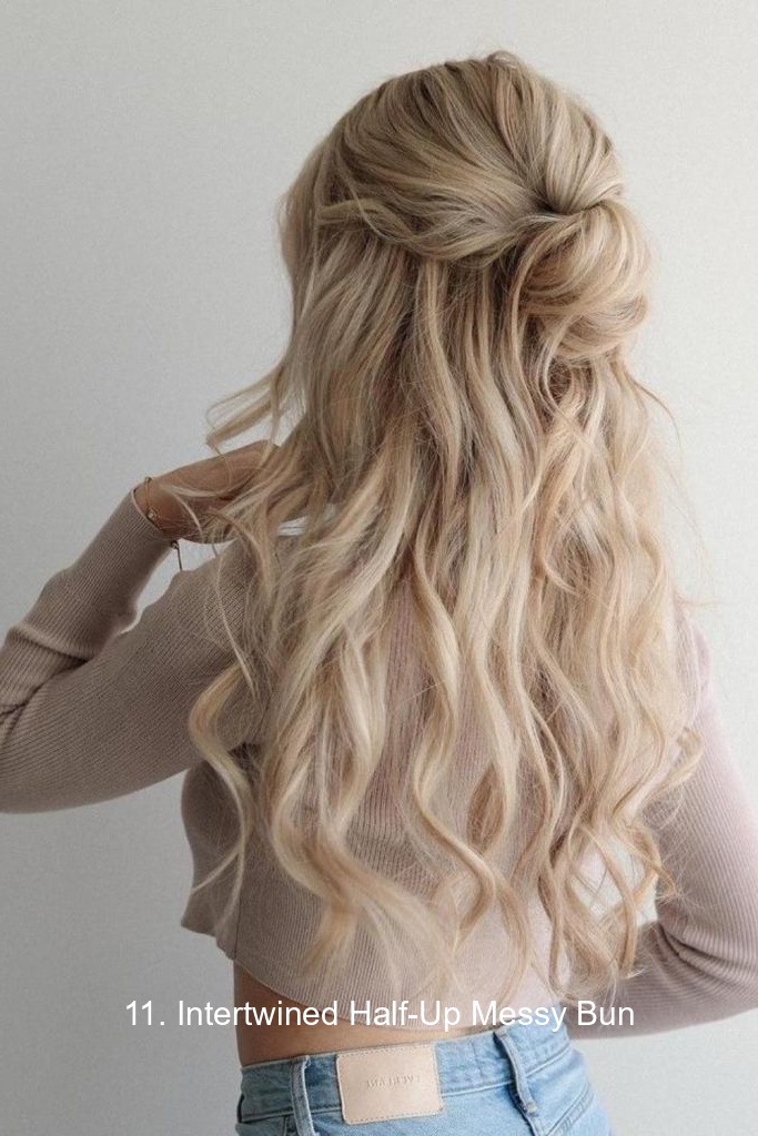 11. Intertwined Half-Up Messy Bun