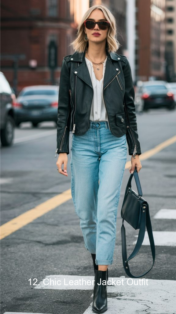 12. Chic Leather Jacket Outfit
