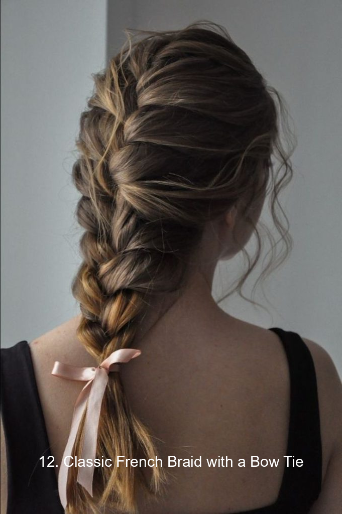 12. Classic French Braid with a Bow Tie