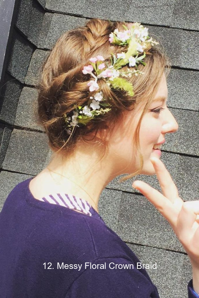 12. Messy Floral Crown Braid