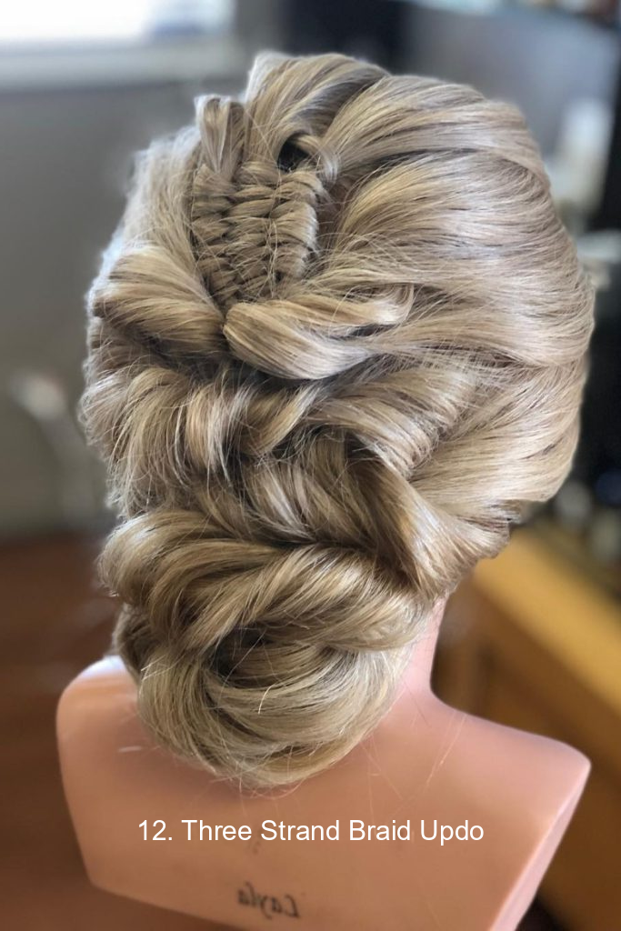 12. Three Strand Braid Updo