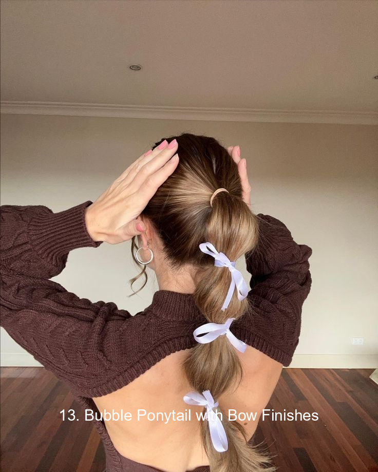 13. Bubble Ponytail with Bow Finishes