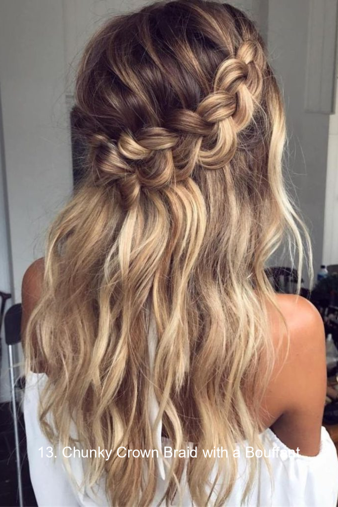 13. Chunky Crown Braid with a Bouffant