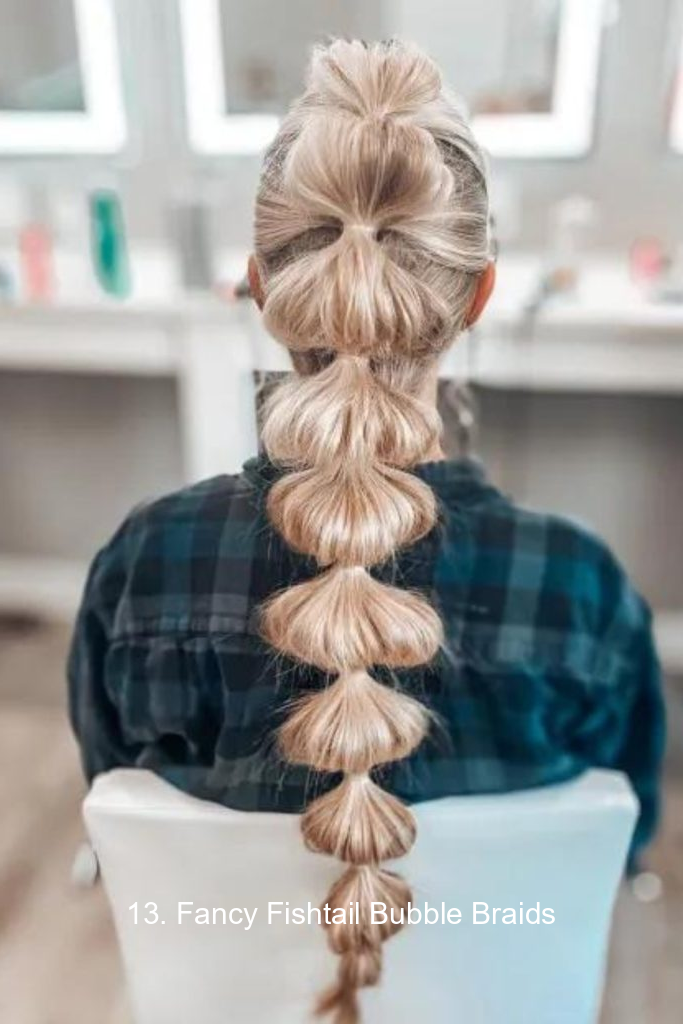 13. Fancy Fishtail Bubble Braids