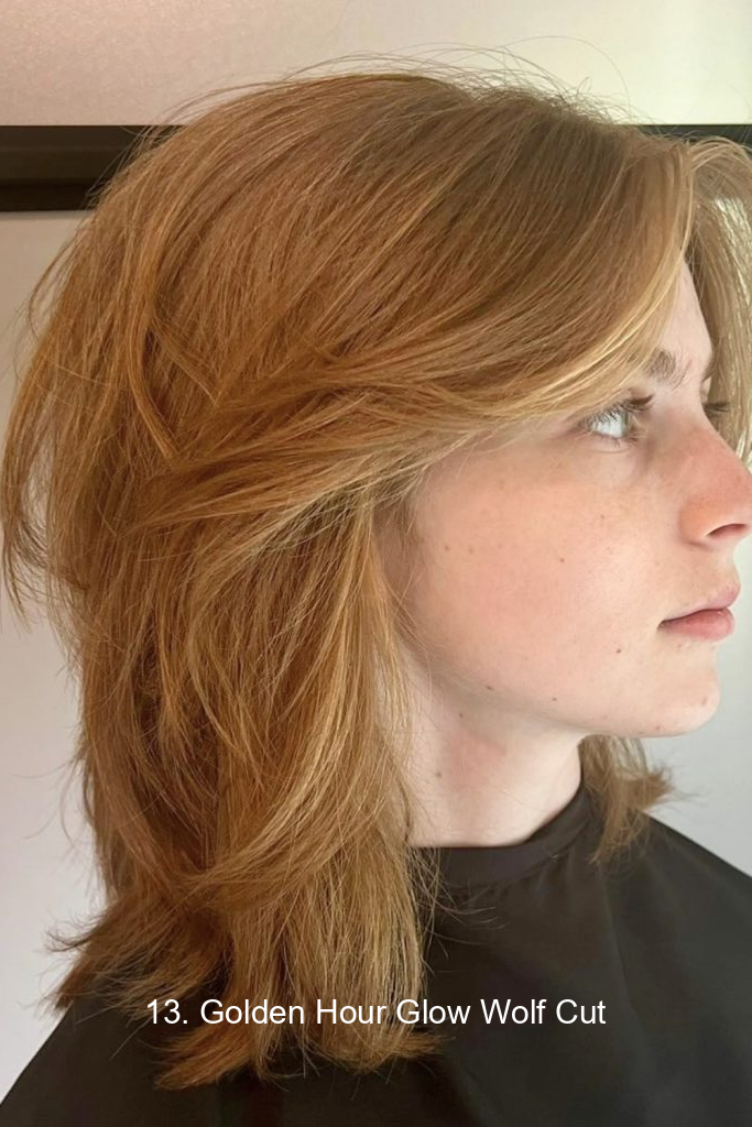 13. Golden Hour Glow Wolf Cut