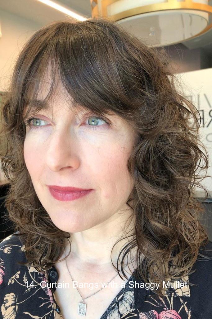 14. Curtain Bangs with a Shaggy Mullet