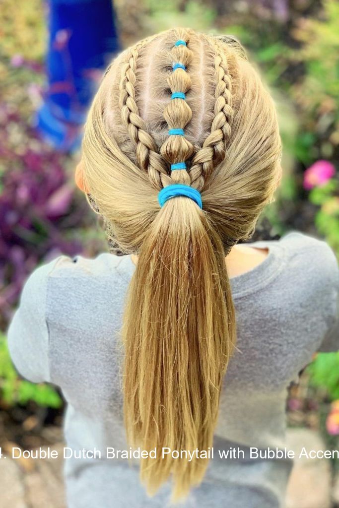 14. Double Dutch Braided Ponytail with Bubble Accents
