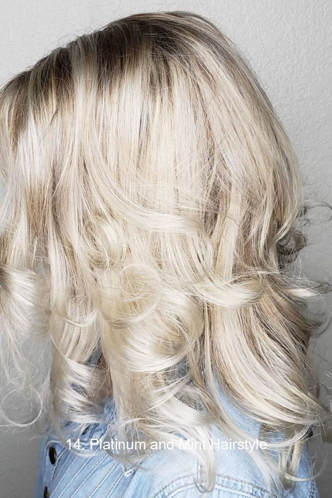 14. Platinum and Mint Hairstyle