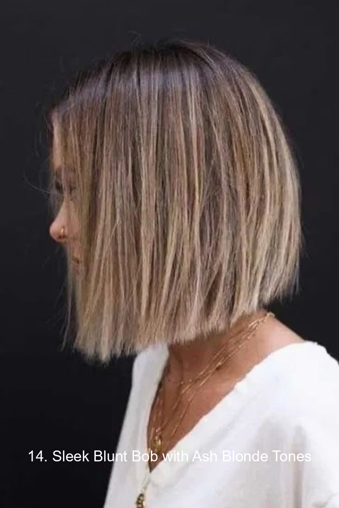 14. Sleek Blunt Bob with Ash Blonde Tones