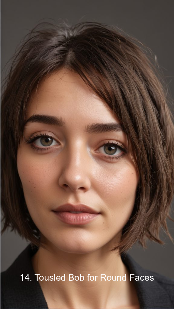14. Tousled Bob for Round Faces
