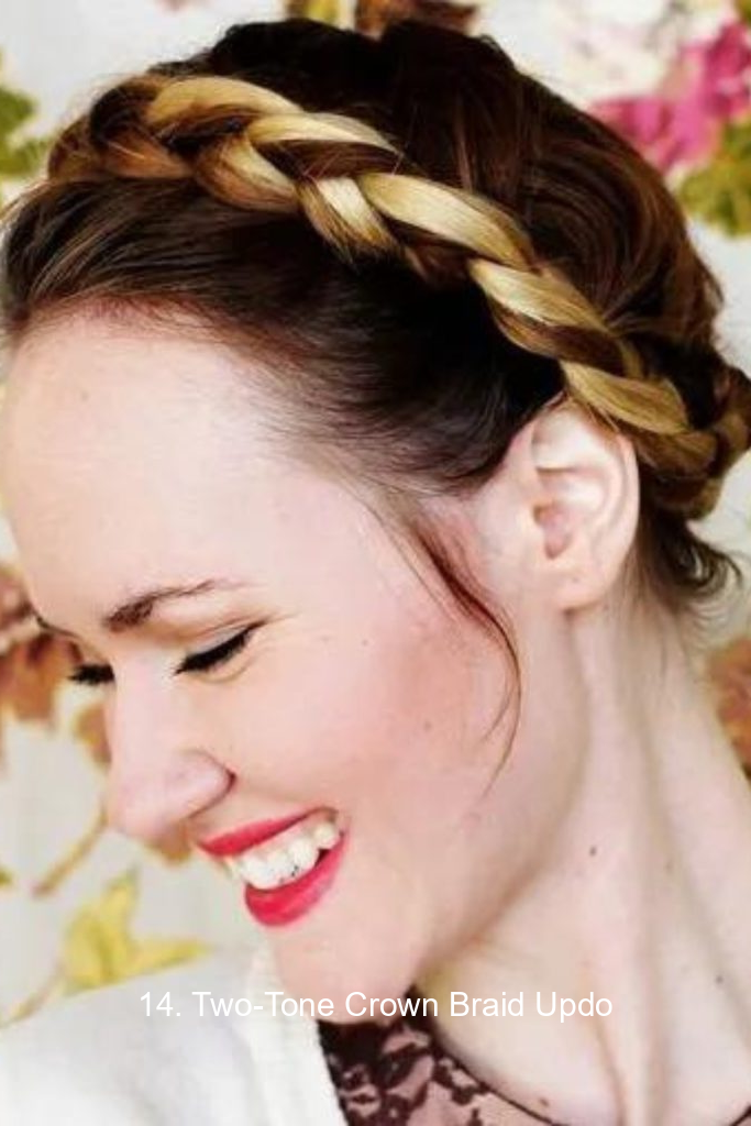 14. Two-Tone Crown Braid Updo