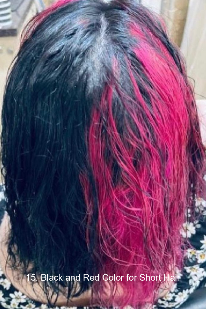 15. Black and Red Color for Short Hair