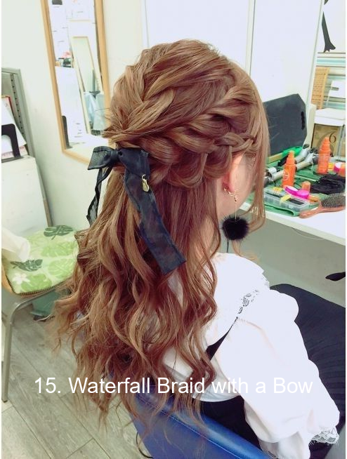 15. Waterfall Braid with a Bow