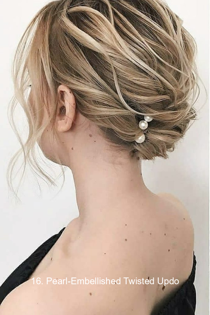 16. Pearl-Embellished Twisted Updo