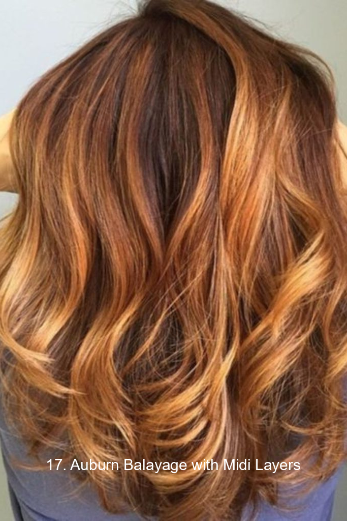 17. Auburn Balayage with Midi Layers