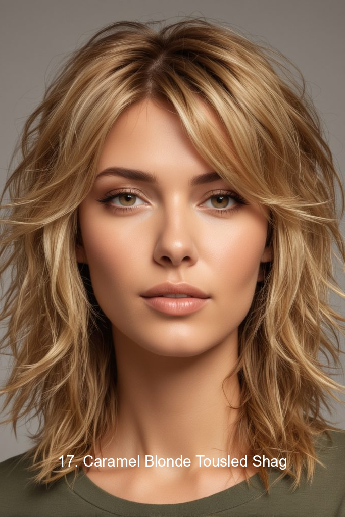 17. Caramel Blonde Tousled Shag