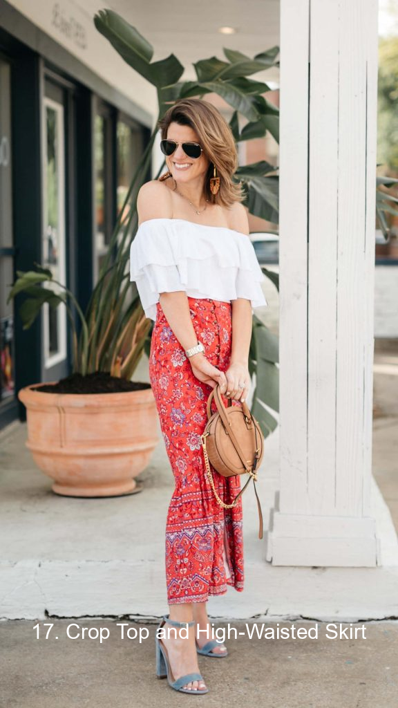 17. Crop Top and High-Waisted Skirt