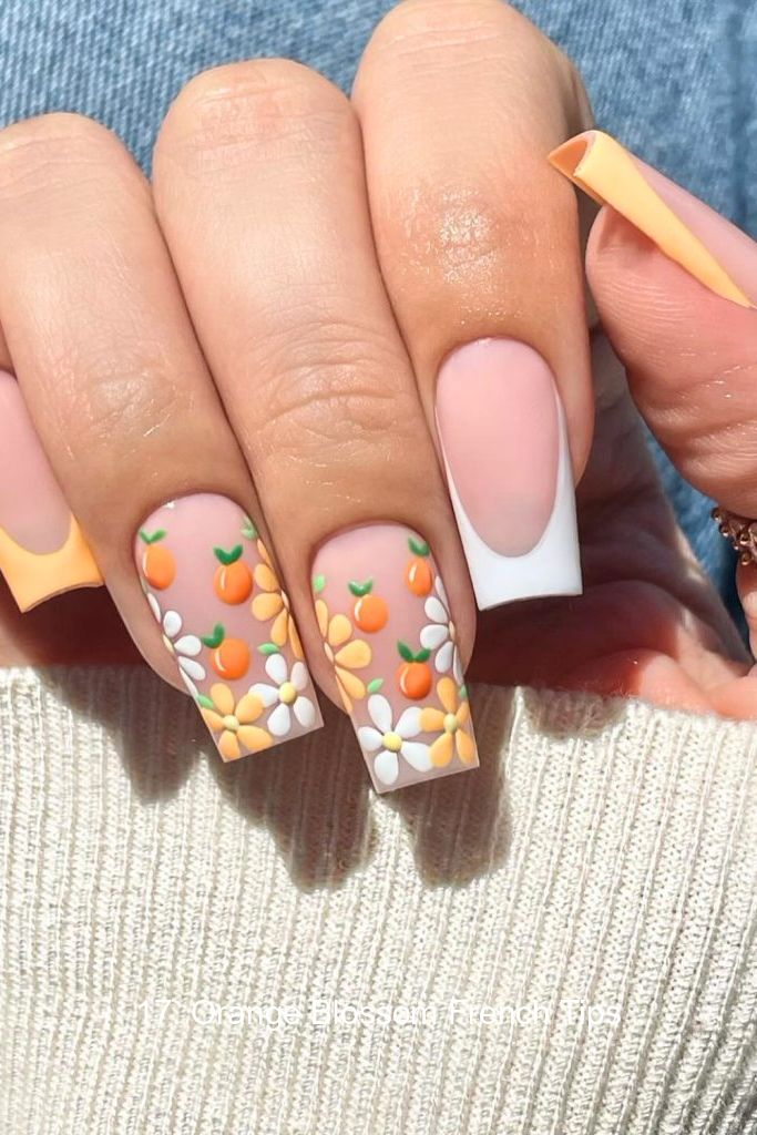 17. Orange Blossom French Tips