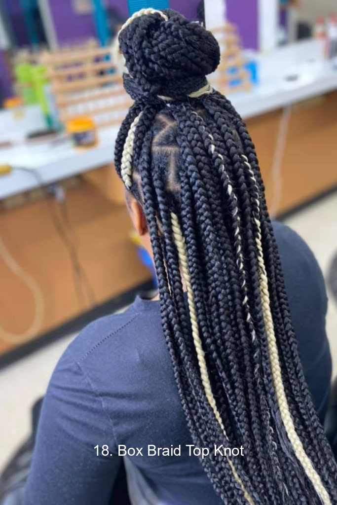 18. Box Braid Top Knot