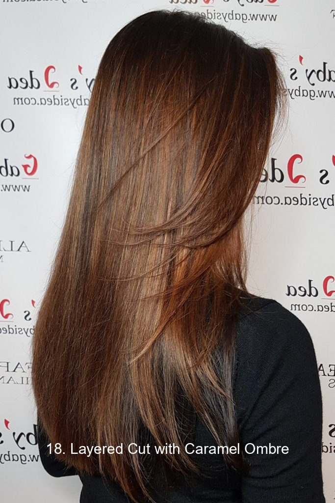 18. Layered Cut with Caramel Ombre