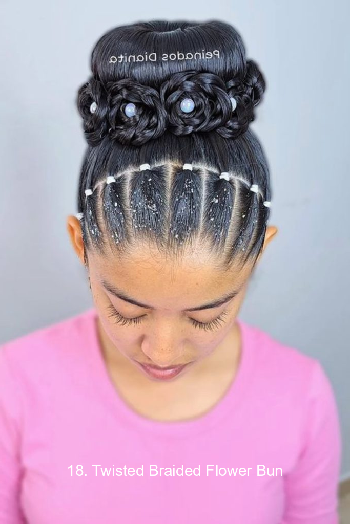 18. Twisted Braided Flower Bun