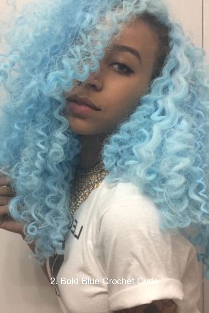 2. Bold Blue Crochet Curls
