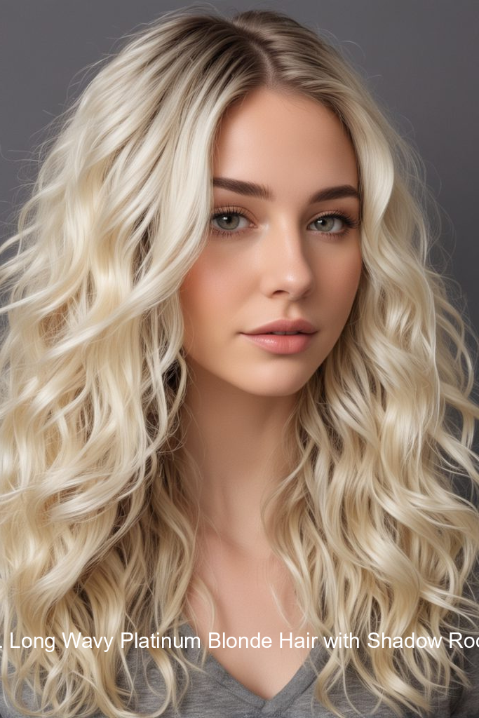 2. Long Wavy Platinum Blonde Hair with Shadow Root