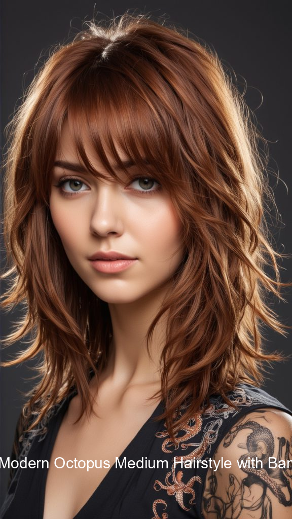 2. Modern Octopus Medium Hairstyle with Bangs