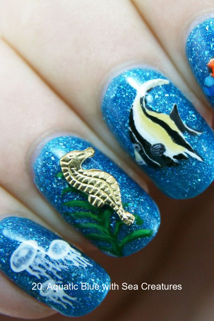 20. Aquatic Blue with Sea Creatures