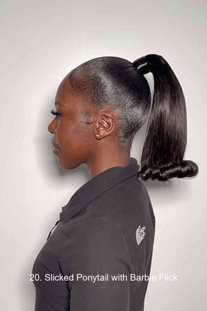 20. Slicked Ponytail with Barbie Flick