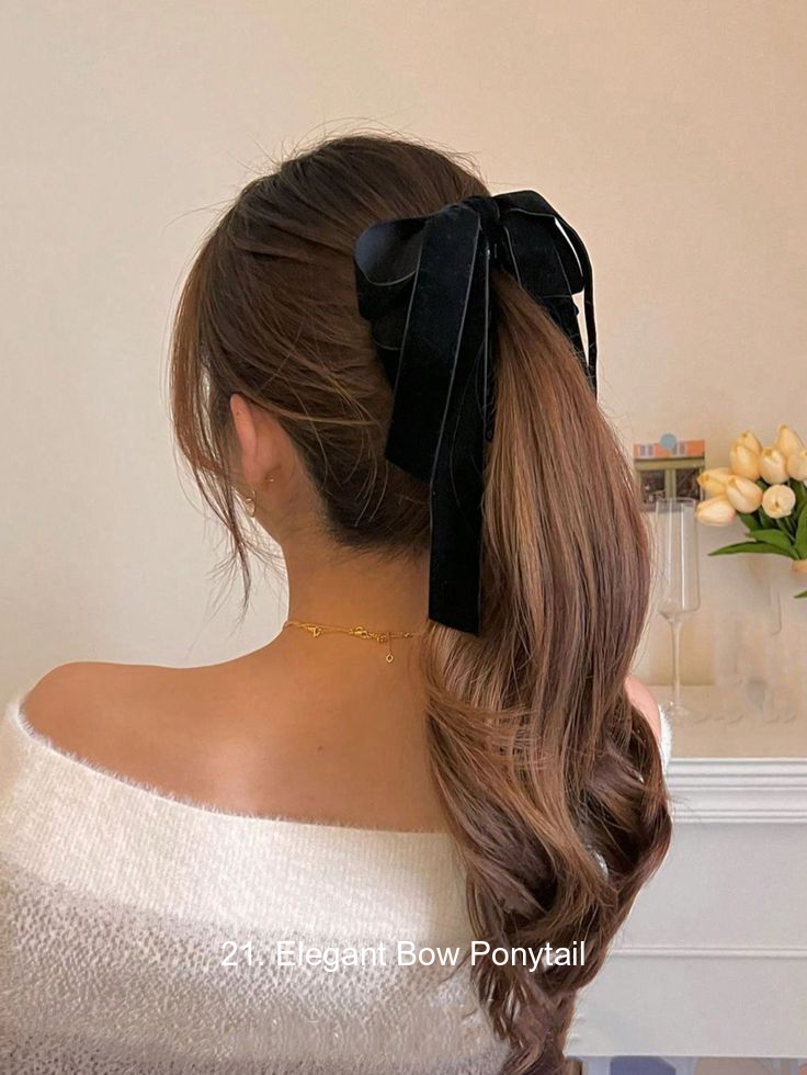 21. Elegant Bow Ponytail
