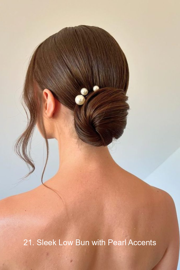 21. Sleek Low Bun with Pearl Accents
