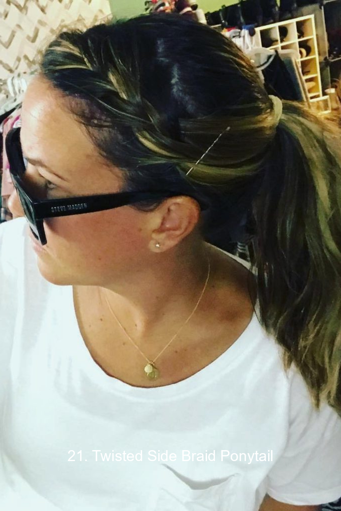 21. Twisted Side Braid Ponytail