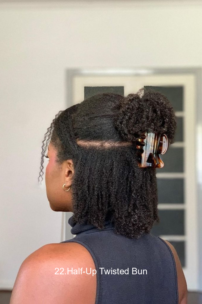 22.Half-Up Twisted Bun