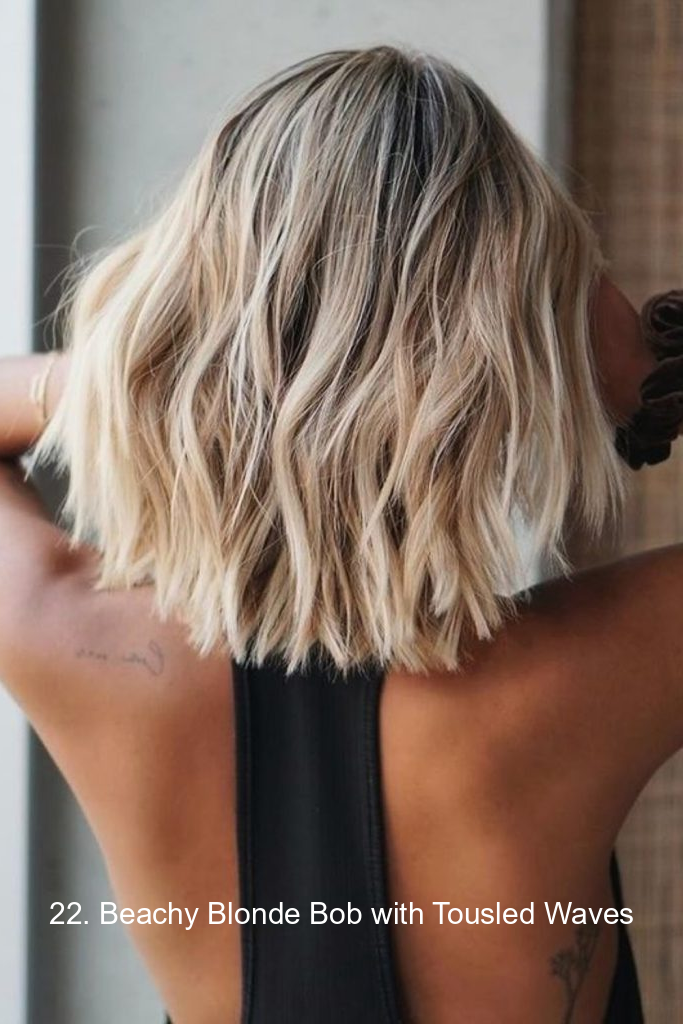 22. Beachy Blonde Bob with Tousled Waves