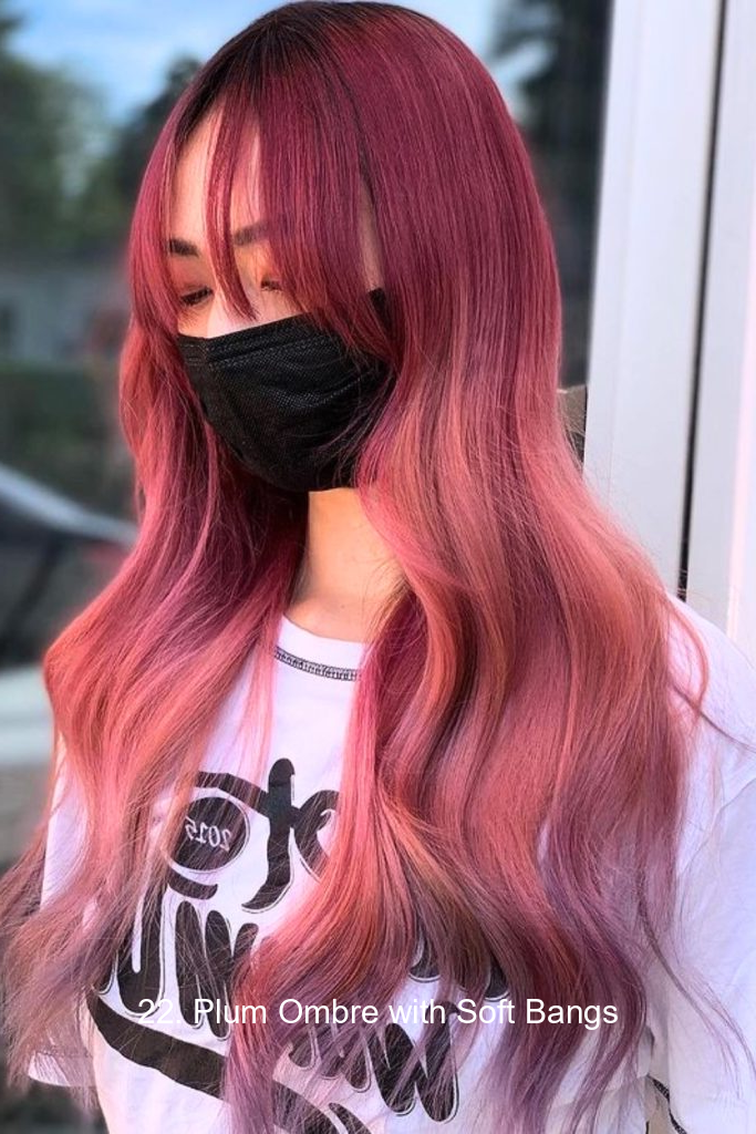22. Plum Ombre with Soft Bangs