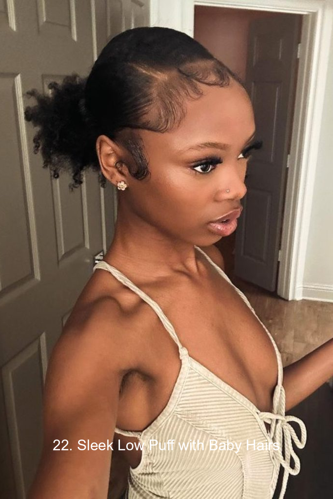 22. Sleek Low Puff with Baby Hairs