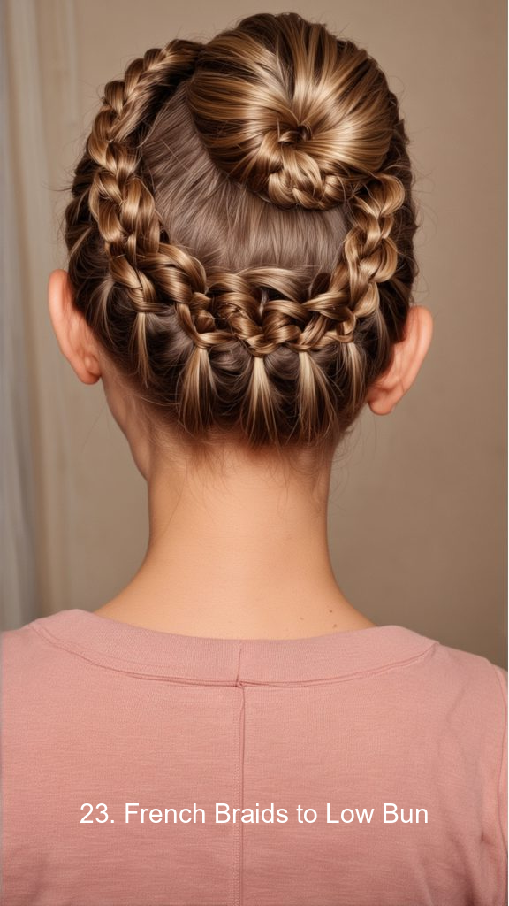 23. French Braids to Low Bun