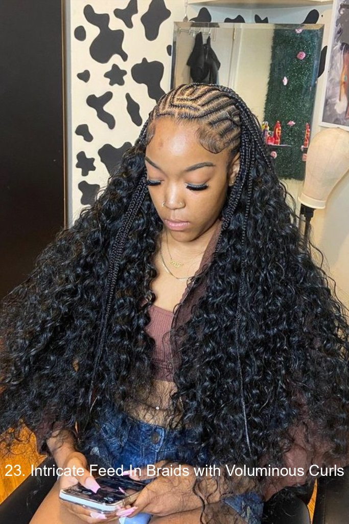 23. Intricate Feed-In Braids with Voluminous Curls