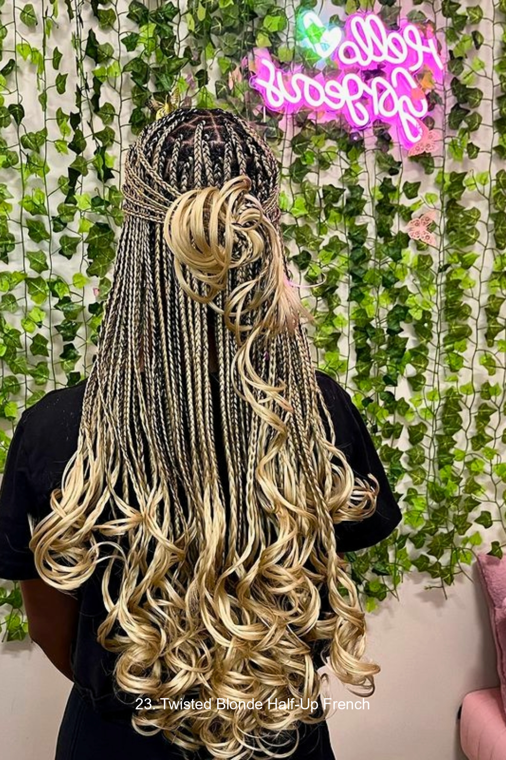 23. Twisted Blonde Half-Up French