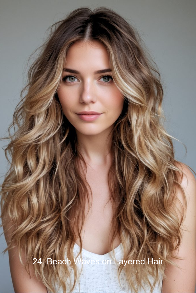 24. Beach Waves on Layered Hair